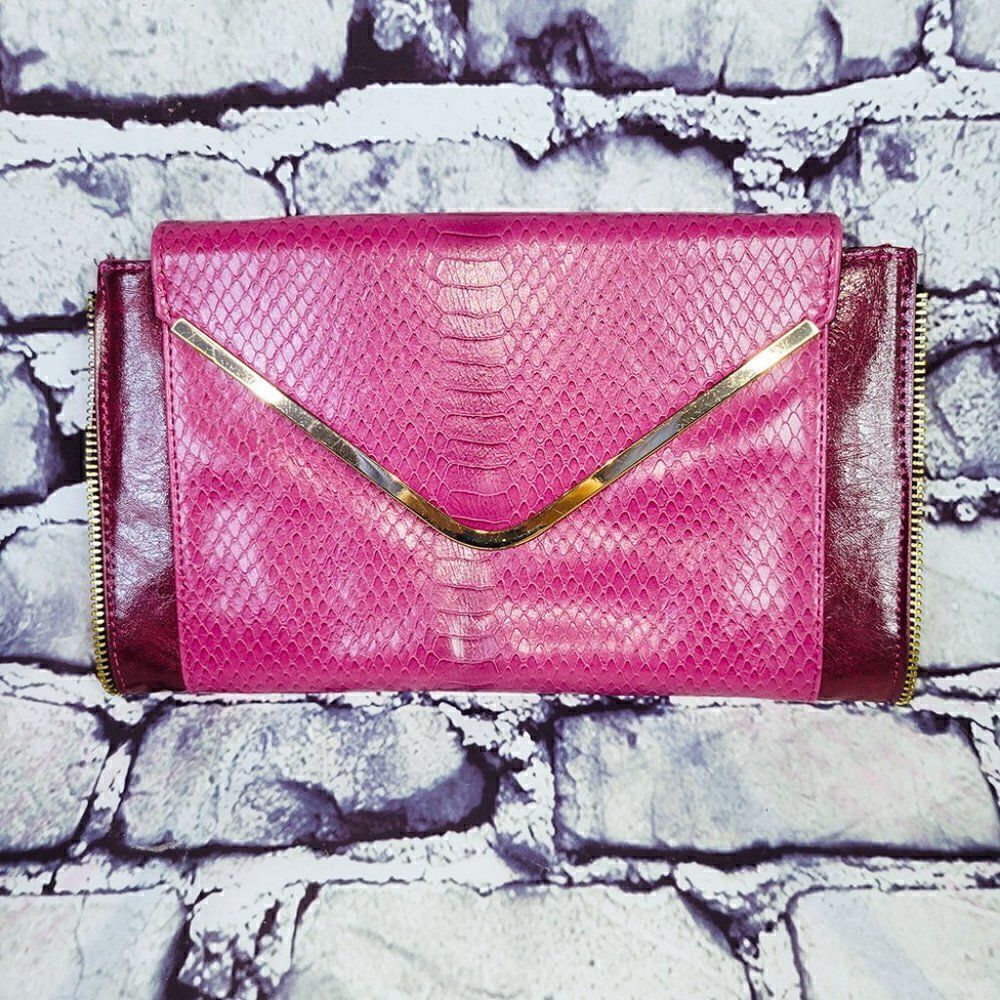 Urban Expressions snakeskin pink purple clutch shoulder bag